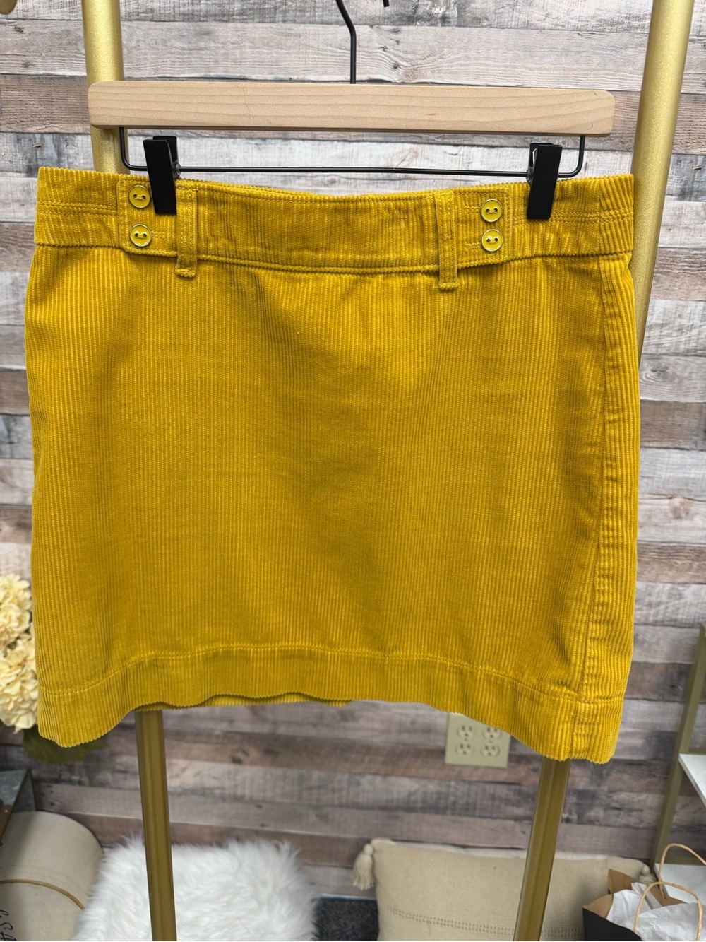 Loft By Ann Taylor Yellow Corduroy Mini Skirt 6